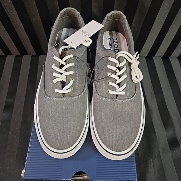 Men's US 9 Or 13 IZOD Rangley Canvas Casual Sneakers With Memory Foam Gray - Picture 3 of 16